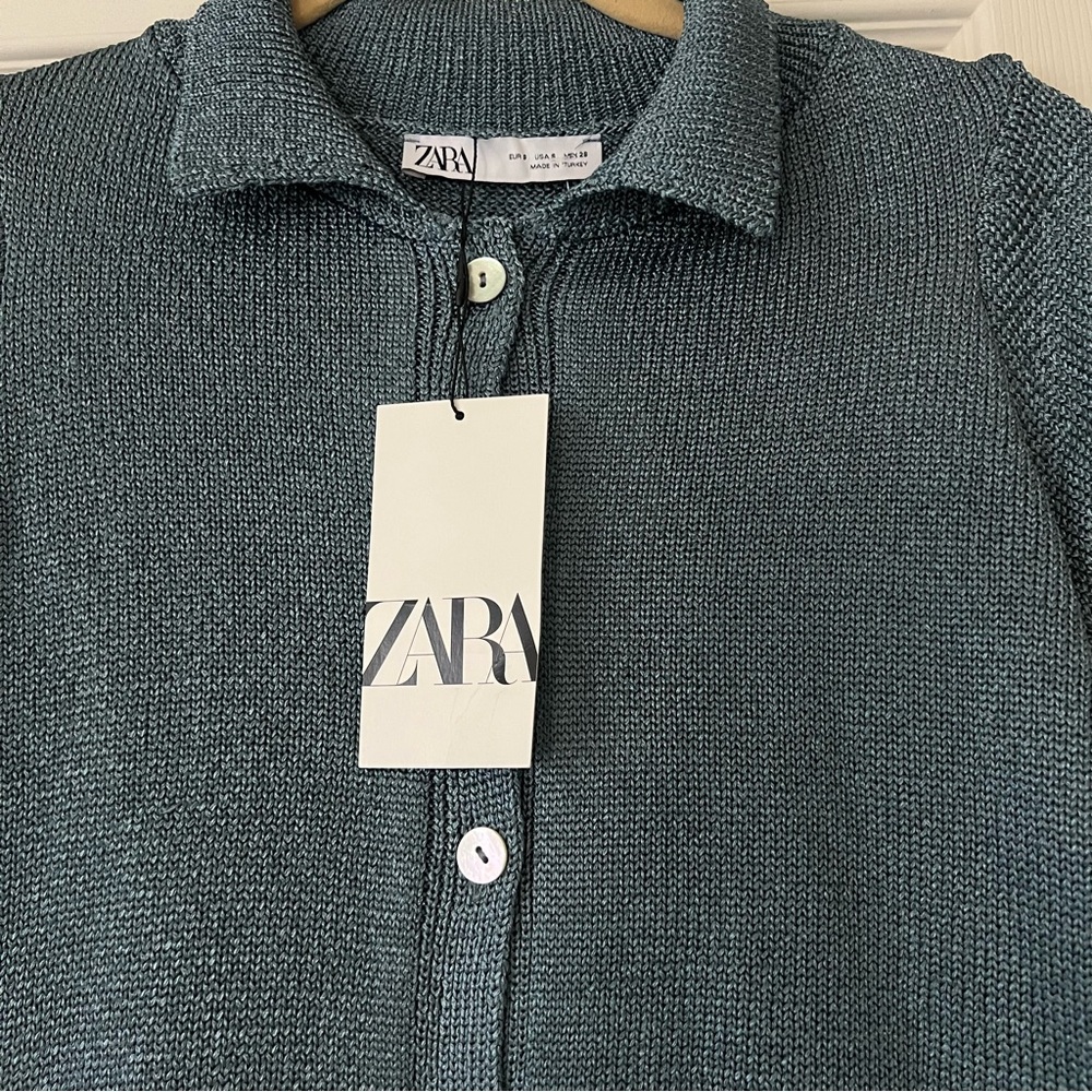 Zara women's Blue Knit Shirt size S - Picture 2 of 6